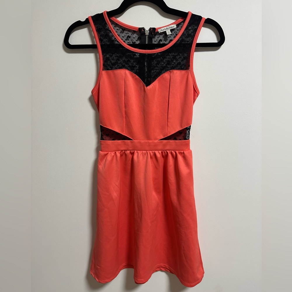 Charlotte Russe Pink and Black Lace Dress